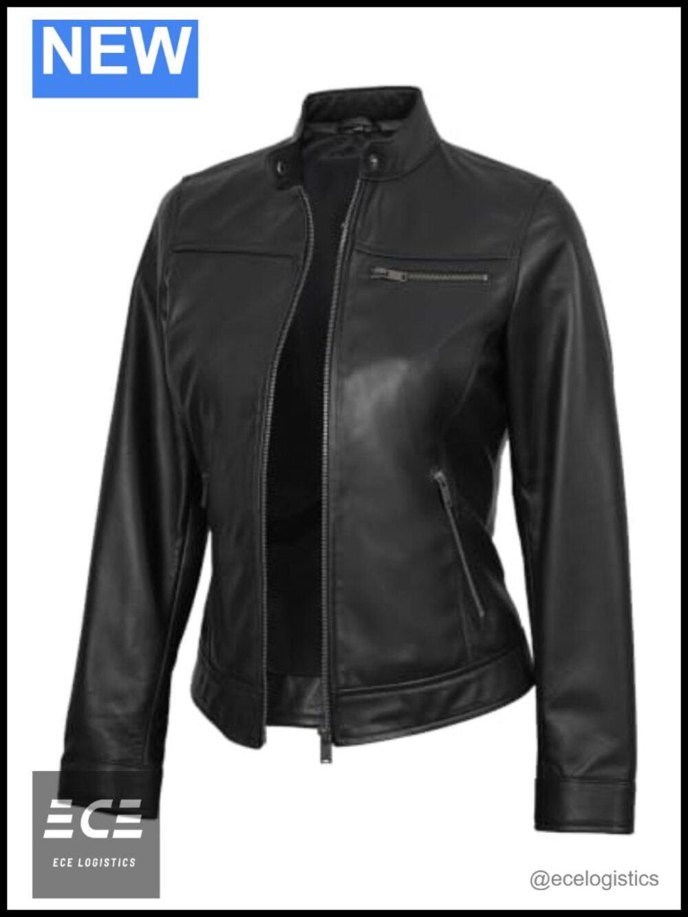 Genuine Lambskin Cafe Racer Moto Leather Jacket